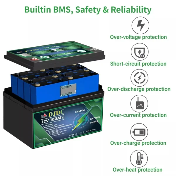 DJDC Dongjin 12V 100Ah Lithium-Ion LiFePO4 Deep Cycle battery Without Communication - Image 2